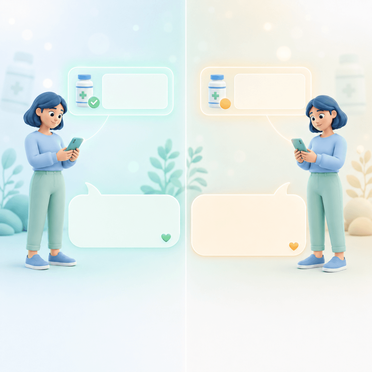 An illustration showing two figures connected by a subtle confirmation